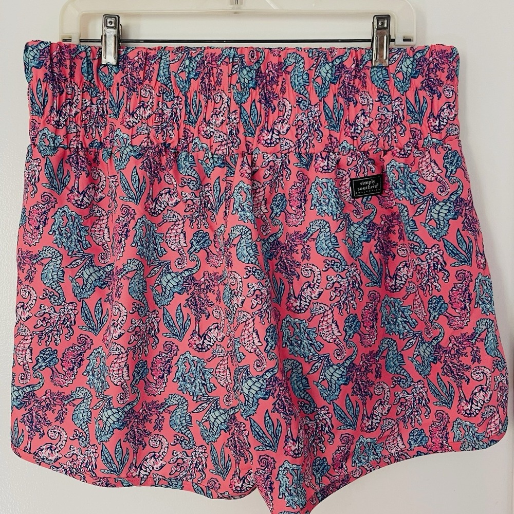 Simply Southern Lined Running Shorts Seahorse XL High Waisted Stretch Beach Swim - Picture 2 of 8